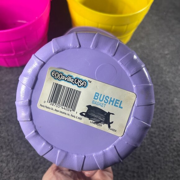 Lot Of 3 Vintage Easter Baskets Bucket Pail Plastic Mold Pink Purple Yellow - Picture 8 of 8